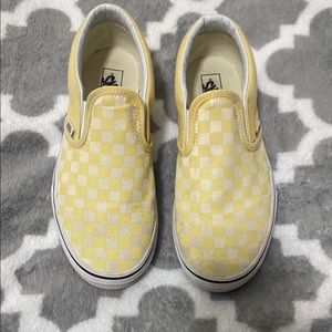 Yellow Checkered Slip on Vans